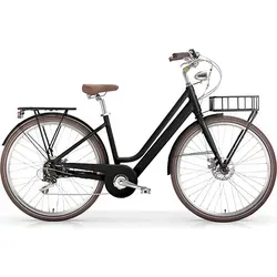 MBM Elektro-Citybike LA RUE 2.0, matt black - E-Bike mit stilvollem Retro-Design, leichtem Rahmen und unsichtbarem Akku für urbanen Chic und Fahrkomfort in der Stadt.