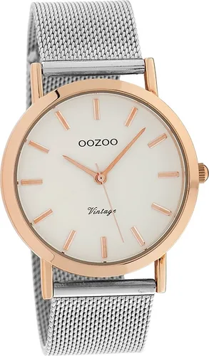 Oozoo Metall Damen Uhr matt Analog Quarzuhr Armband silber Timepieces D2UOC9991A