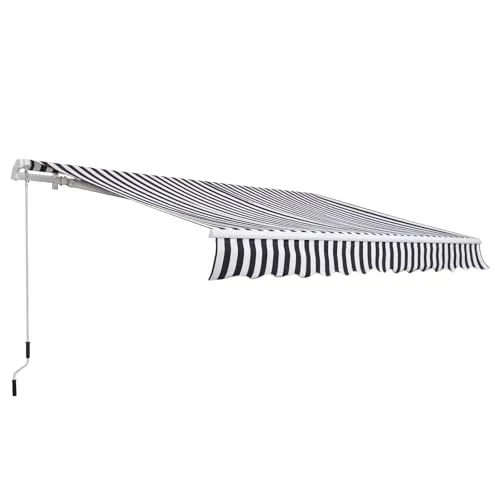Outsunny Gelenkarmmarkise mit Handkurbel - Grau - Markise für Garten und Balkon, 250 cm breit, bietet effektiven Sonnenschutz und einfache Bedienung durch Handkurbel.