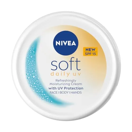 NIVEA Soft Daily UV Intensive Feuchtigkeitscreme LSF 15 100 ml - Die NIVEA Soft LSF 15 ist eine leichte Feuchtigkeitscreme für Gesicht, Körper und Hände. Sie spendet erfrischende 48 Stunden Feuchtigkeit und zieht schnell ein, ohne ein fettiges Gefühl zu hinterlassen. Ideal für die tägliche Pflege.
