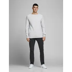 Jack & Jones Pullover "Hill" in Hellgrau, Größe XL - Herren Plussize Pullover aus 100% Baumwolle, ideal für Komfort und Stil. Meliertes Design mit Rundhalsausschnitt, perfekt für jede Gelegenheit.
