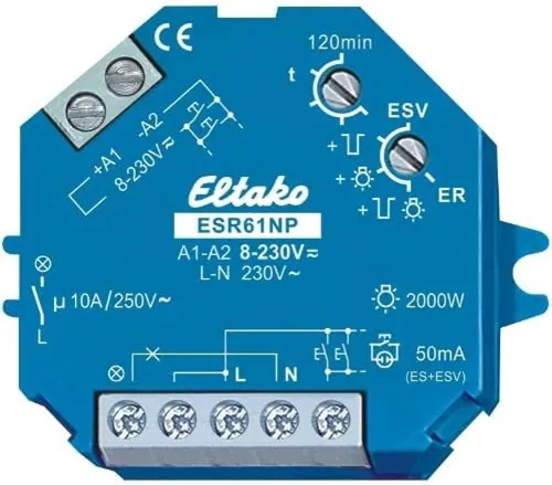 Eltako Stromstoßschalter 1S ESR61NP-230V+UC - Effizienter Schaltmechanismus - Schalter, ideal für die moderne Lichtsteuerung mit einem nicht potenzialfreien Schaltkontakt und 10A Last. Perfekt für die Automatisierung in Ihrem Zuhause.