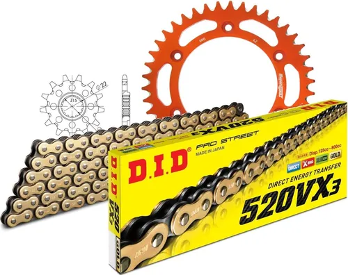 DID Kit Alu (orange) Kompatibel mit KTM EXC200 Enduro 00-11 14-42-118 DID520VX3(G&B) Niet