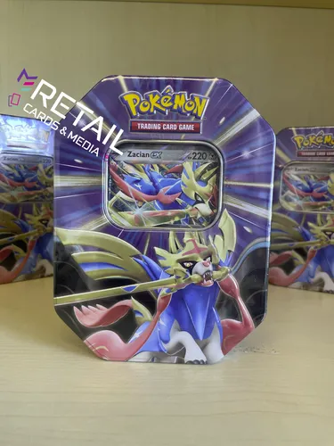 Pokémon Schlagkräftige Legenden Tin Box Zacian ex - Holografische Promokarte - Sammelkarten-Set mit 1 holografischer Zacian-ex Karte und 4 Boosterpacks. Ideal zum Erweitern deiner Sammlung und für spannende Duelle. Perfekt für Pokémon-Fans ab 6 Jahren!