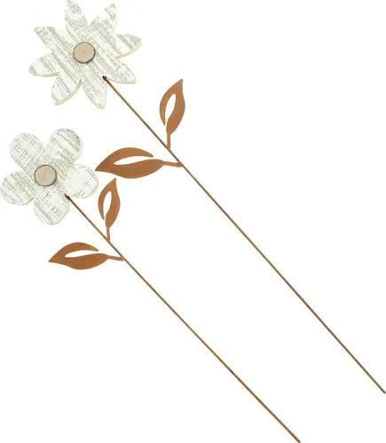 2x Gartenstecker Blume Metall Echtrost – Beetstecker