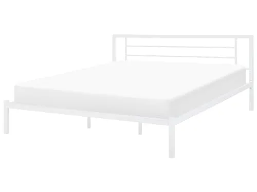 BELIANI Metallbett Weiß 180 x 200 cm - Stabiles Doppelbett mit fest integriertem Lattenrost für optimalen Schlafkomfort. Ideal für jedes Schlafzimmer, pflegeleicht und modern im industriellen Stil.