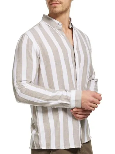Indicode Langarmhemd Brayden für Herren - Button-Down-Kragen in Covert Green, Größe S - Stilvolles Herrenhemd aus atmungsaktiver Leinen-Baumwoll-Mischung, ideal für lässige Anlässe. Pflegeleicht und angenehm zu tragen, perfekt für den täglichen Einsatz.