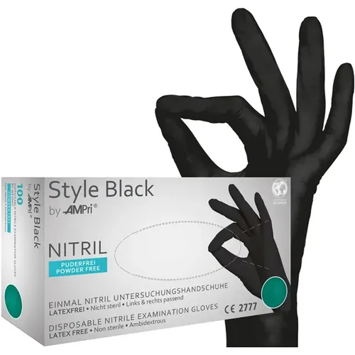 Nitrilhandschuhe Ampri Style Black XXL ehemals schwarze Witwe Gr. 11, puderfrei, unsterile Nitrilhandschuhe, 100 Stück/Box 01181-XXL