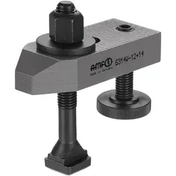 Spanneisen Nr.6314V für T-Nut 12+14mm - Schleifmaschinen | Abgeschrägt mit verstellbarer Stützschraube, ideal für präzises Spannverhalten und vielseitige Anwendungen.