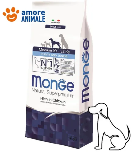 Monge Mittel Puppy & Junior 12 KG - Kroketten Hunde Welpe Größe Medium
