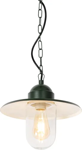 Qazqa Kansas - Moderne AußenHängelampe in Dunkelgrün - Hängeleuchte für Außenbereiche mit IP44 Schutz, dimmbar und geeignet für E27 LED-Leuchtmittel, ideal für stilvolle Außenbeleuchtung.