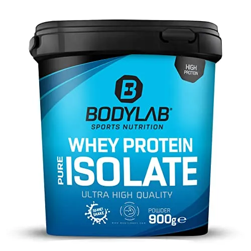 Whey Protein Isolate 900g Neutral Bodylab24 - Molkenproteine, 100% reines Whey Isolat mit bis zu 89% Eiweißgehalt, perfekt für Muskelaufbau und Fitness-Athleten, ohne Aspartam und mit hervorragender Löslichkeit.