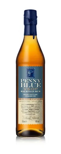 Penny Blue VSOP Rum 0,7l - 40%Vol. aus Mauritius - Premium Golden Rum, 4 Jahre gereift, ideal für Genießer und Cocktails. Hochwertige Spirituose aus der Medine Distillery, Mauritius.