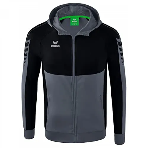 Erima Herren Six Wings Trainingsjacke mit Kapuze - slate grey, 3XL - Trainingsbekleidung mit weichem Cotton Touch-Material für hohen Tragekomfort und praktischen Reißverschlusstaschen.