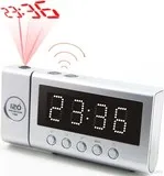 Soundmaster Funkuhrenradio Projektion FUR6100SI - Radiowecker & Uhrenradios mit Zeitprojektion an Wand oder Decke, Dual Alarm und dimmbarer LED-Anzeige für optimalen Komfort.