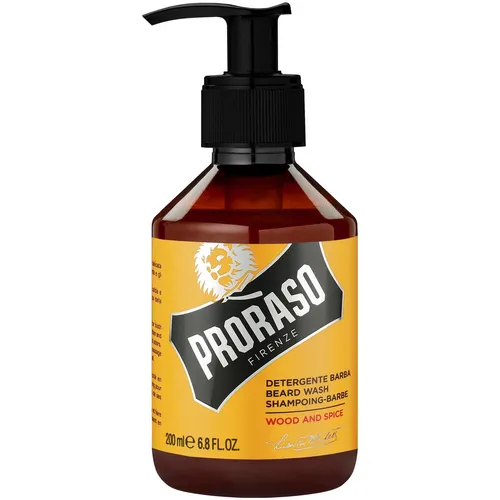 Proraso Wood & Spice Beard Wash - Holz-Gewürz-Bartwaschmittel - Shampoos, 200 ml für eine sanfte Reinigung und Pflege des Bartes mit einem warmen, würzigen Duft.