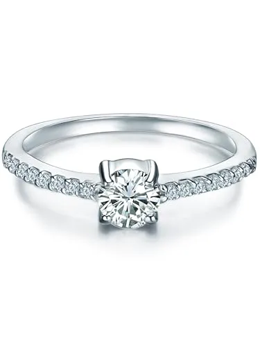 Trilani Damen-Ring Sterling Silber Zirkonia weiß im Brillantschliff - Verlobungsring Silberring Damen mit Stein Antragsring