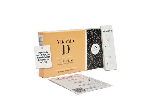 ASPILOS Hämoglobin-Schnelltest Vitamin D Mangel Selbsttest für Zuhause in 10 Minuten, Bluttest, selbst durchführbar, 25-Hydroxy-Vitamin D, 1-tlg., Schnelltest bei Müdigkeit & Erschöpfung, medizinischer Test