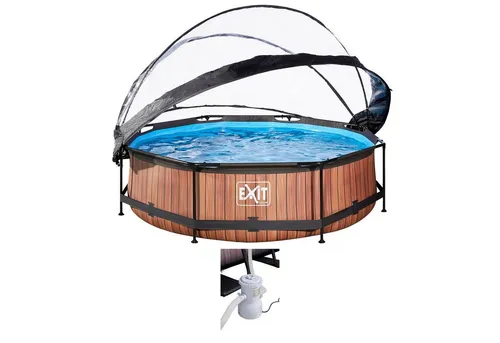 EXIT Framepool Set 300x76 cm mit Abdeckung und Filterpumpe - Rundes Aufstellbecken aus robustem Stahl mit multifunktionaler Abdeckung, ideal für den Sommer und kinderfreundlich. Enthält eine leistungsstarke Filterkartuschen-Pumpe für kristallklares Wasser.