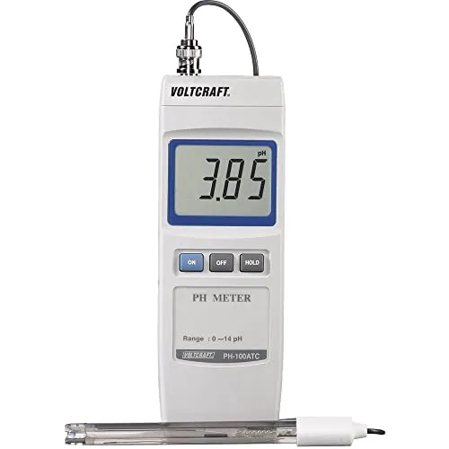VOLTCRAFT PH-100 ATC pH-Messgerät - Sonstige Kategorie, tragbares pH-Messgerät mit digitaler LCD-Anzeige und einem Messbereich von 0 - 14 pH für präzise Flüssigkeitsanalysen.