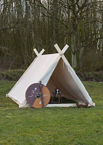Battle Merchant Gruppenzelt Wikingerzelt - Robustes 2 x 2.3 x 1.8 m Zelt aus 350 gsm Material, ideal für Outdoor-Abenteuer und Festivals.