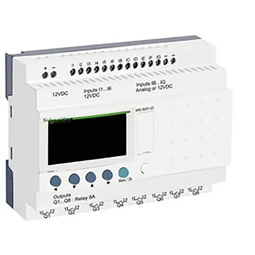 Schneider Electric SR2B201JD SPS-Steuerrelais, Zelio Logic - Kompakte SPS-Steuerung mit 20 E/A und 12 VDC, ideal für einfache Automatisierungsaufgaben und bietet eine benutzerfreundliche Bedienung durch das integrierte Display.