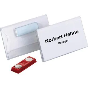 DURABLE Namensschilder mit Magnet 7,5 x 4,0 cm - 25er Pack, sicherer Halt und professionelles Design für Veranstaltungen und Arbeitskleidung