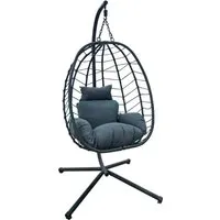 SVITA Hängesessel SHELLY - Outdoor mit Gestell und Polstern - Hängesessel für drinnen und draußen, mit robustem Gestell aus pulverbeschichtetem Stahl und bequemen Polstern für höchsten Sitzkomfort. Ideal zum Entspannen und Relaxen!