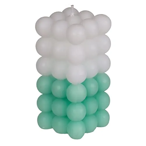 ReWu Kerze Echtwachskerze Bubble-Kerze Farbig Grün Weiß Farbverlauf Wohndekoration 6x12cm