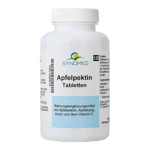 Apfelpektin Tabletten 120 St - Synomed GmbH - Arzneimittel zur Unterstützung der Verdauung, rezeptfrei und ideal für eine gesunde Darmfunktion.