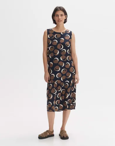 OPUS Midikleid WICY CITY A-Linie aus ECOVERO™ Viskose, coal blue - Kleider in A-Linie aus nachhaltiger ECOVERO™ Viskose, fließender Fall und eleganter abstrakter Print für einen stilvollen Casual-Look.