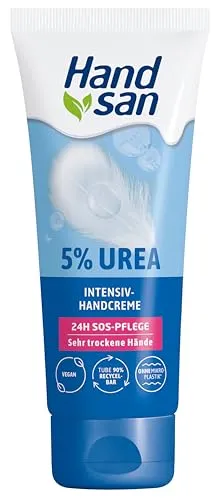 Handsan Urea Intensiv Handcreme 90ml - Handcreme mit 5% Urea für intensive Feuchtigkeit und schnelle Wirkung. Ideal für sehr trockene und strapazierte Hände, vegan und ohne Mikroplastik.