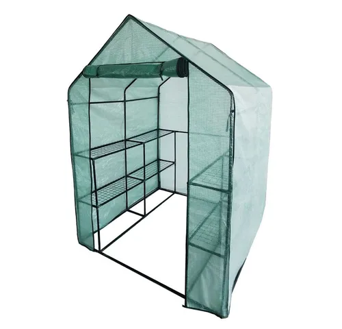 BruKa Gewächshaus GREENHOUSE XL - Foliengewächshaus für Tomaten - Robustes Gewächshaus mit doppelstöckigen Regalen für optimale Pflanzenpflege, schnellem Auf- und Abbau dank Flex-Stecksystem und UV-beständiger Folie für besten Witterungsschutz.