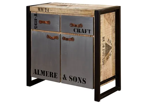 Massivmoebel24 Sideboard (Sideboard Mango 90x40x85 natur bedruckt FACTORY #131)