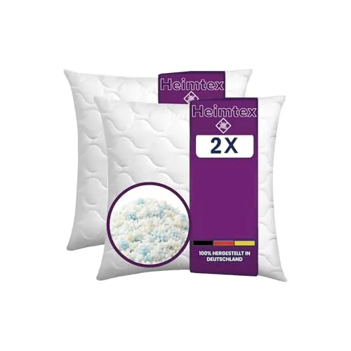 HEIMTEX Kissen 80 x 80 cm – Weich und stützend mit zerkleinertem Schaumstoff - Ideal für erholsamen Schlaf: Das Kissen kombiniert Memory-Schaum mit Standardschaumstoff für optimale Unterstützung und Anpassungsfähigkeit. Verstellbare Füllung für individuellen Komfort und langlebige Hygiene durch waschbaren Bezug.
