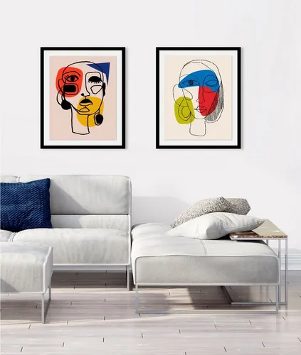 queence Bild Patrischa, Abstrakt, Figuren, Gemälde, Gesicht, Kunst, Modern (1 St), HD Premium Poster-Druck inkl. Holzrahmen