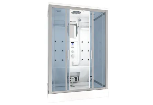 AcquaVapore Dampfdusche D27-EH-ALL 140x90 cm - Moderne Dampfdusche mit 12 Düsen für eine entspannende Rückenmassage. Hochwertiges Sicherheitsglas, höhenverstellbar und inklusive LED-Beleuchtung für ein angenehmes Duscherlebnis.