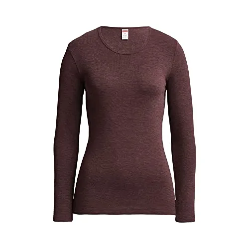 Conta Thermo Langarm Shirt, Longshirt mit natürlicher Baumwolle, wärmende Unterwäsche für Damen, Rundhalsausschnitt, Damenbekleidung, in Farbe Burgund Melange, Größen: 36/XS - 50/4XL