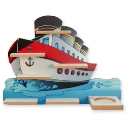Regal „Schiff“ geeignet für Toniebox und Tonies inkl. 40 Metallplättchen für Flexible Befestigung der Tonie Figuren (Schiff)