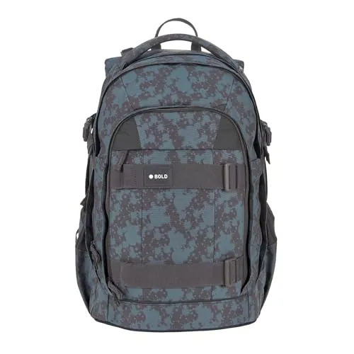 LÄSSIG Schulrucksack "Origin Bold, spots blue" - Schulranzen aus 100% recyceltem Material, ergonomisch gestaltet mit Reflektoren für bessere Sichtbarkeit und viel Stauraum für Ordnung und Organisation.