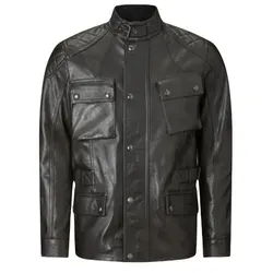 Belstaff Motorradjacke Turner - Robuste Lederjacke mit Protektoren in Schwarz (Größe M) - Motorradjacke aus 100% Rindsleder mit Rückenprotektor, ideal für Sicherheit und Stil auf der Straße. Perfekt für sportliche Fahrer.