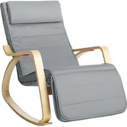 SONGMICS Schaukelsessel mit verstellbarer Fußstütze - Bequemer Relaxsessel aus hochwertigem Birkenholz mit schickem Baumwollbezug. Ideal zum Entspannen und Relaxen, maximal belastbar bis 150 kg.