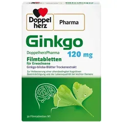 Ginkgo Doppelherzpharma 120 Mg Filmtabletten - Nahrungsergänzungsmittel zur Unterstützung der kognitiven Funktionen bei leichter Demenz, mit hochwertigem Ginkgo-biloba-Extrakt für mehr Lebensqualität.