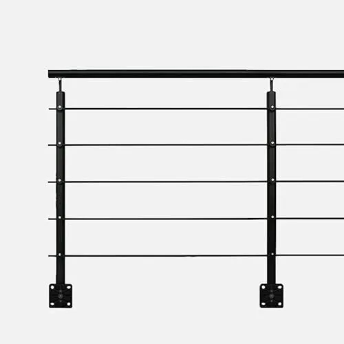 Kordo Geländerset 2m Alu Schwarz - Minimalistische Sicherheit - Geländer für Innen- und Außenbereich, montagefertig mit modernem Design. Ideal für Terrassen, Balkone und Treppen. Inklusive 2m Handlauf und Aluminium-Füllstäben.