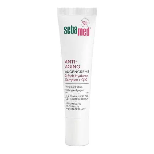 Sebamed Anti-Aging Augencreme 15 ml - Faltenreduzierung - Medizinische Körperpflege mit 3-fach Hyaluronsäure zur effektiven Faltenminderung und Feuchtigkeitsversorgung, ideal für empfindliche Haut um die Augen.
