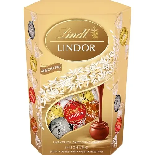 Lindt Lindor Cornet Mischung 500g - Toffee, Karamell & Nougat mit zartschmelzenden Füllungen – ein himmlisches Geschmackserlebnis für Schokoladenliebhaber!