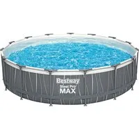 Bestway Steel Pro MAX Ø 457 x 107 cm mit LED-Design - Swimmingpool aus 3-lagigem TriTech®-Material, reißfester und langlebig. Inklusive mehrfarbigem LED-Licht für besondere Atmosphäre und einfacher Montage ohne Werkzeug.