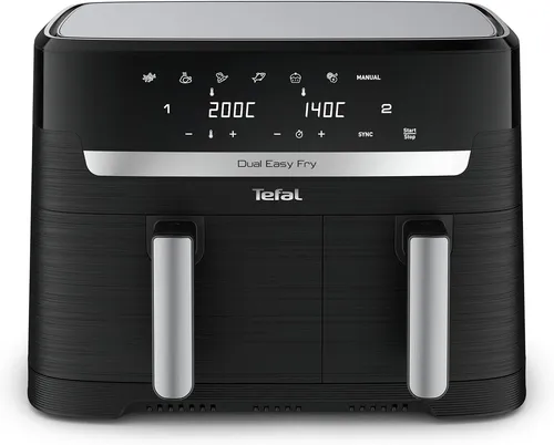 Tefal Dual Easy Fry Grill EY9018 - Heißluftfritteuse 8,3L in Schwarz, vielseitig mit Grill- und Backfunktion für gesunde Mahlzeiten