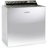 Sentiotec Nordex Style Saunaofen 6 kW - Saunaöfen mit elegantem Edelstahl-Design, platzsparend dank Wandmontage und geeignet für Räume von 5-8m³ – ideal für entspannende Saunagänge.