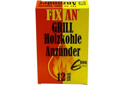 Grill Holzkohle Anzünder "FIX AN", 12 Stück für Grill, Ofen, Kamin
